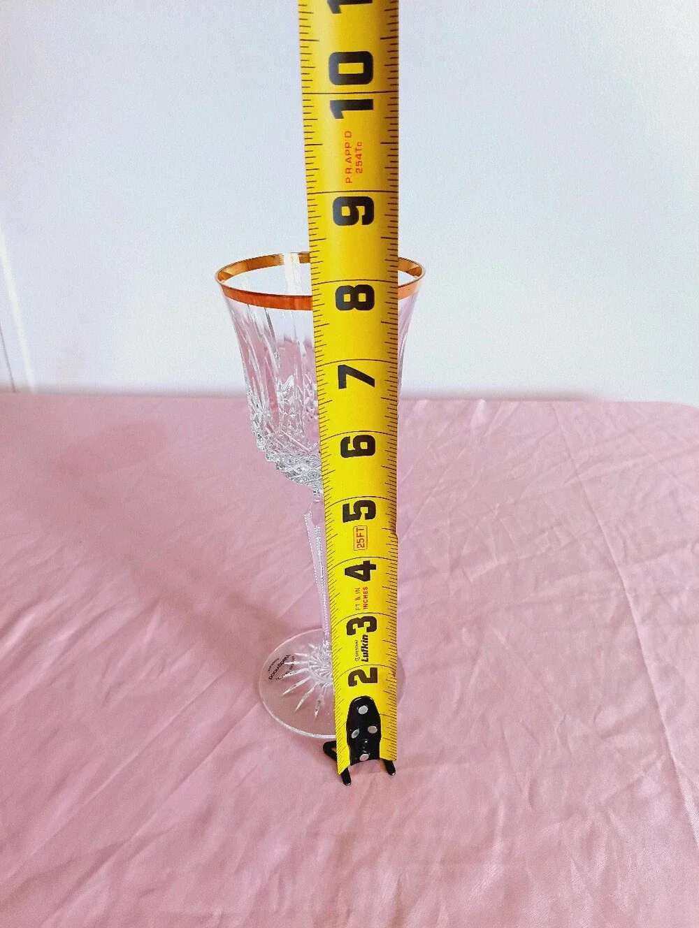 Wedgwood Crystal Wine Glass Gold Rim Diamond Cut Pattern Starburst Base